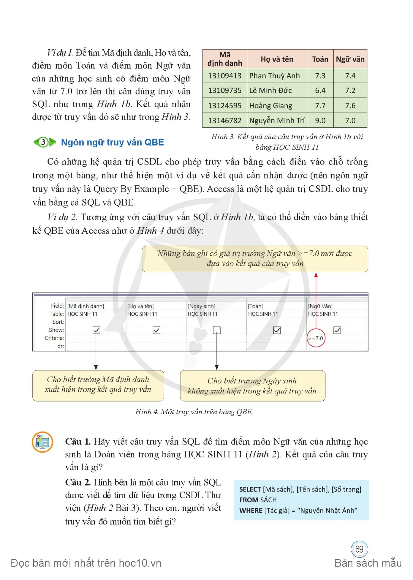 Bài 5. Truy vấn trong cơ sở dữ liệu quan hệ