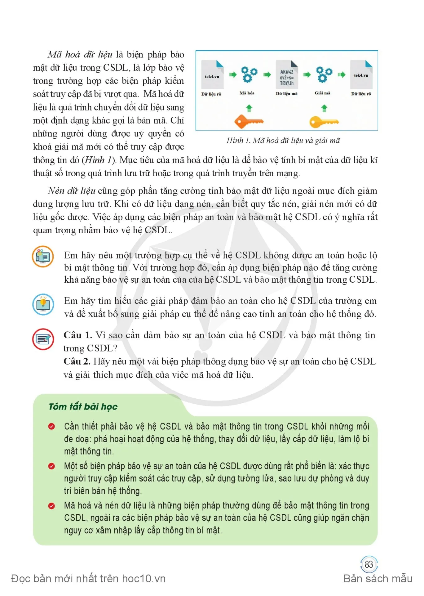 Bài 8. Bảo vệ sự an toàn của hệ CSDL và bảo mật thông tin trong CSDL