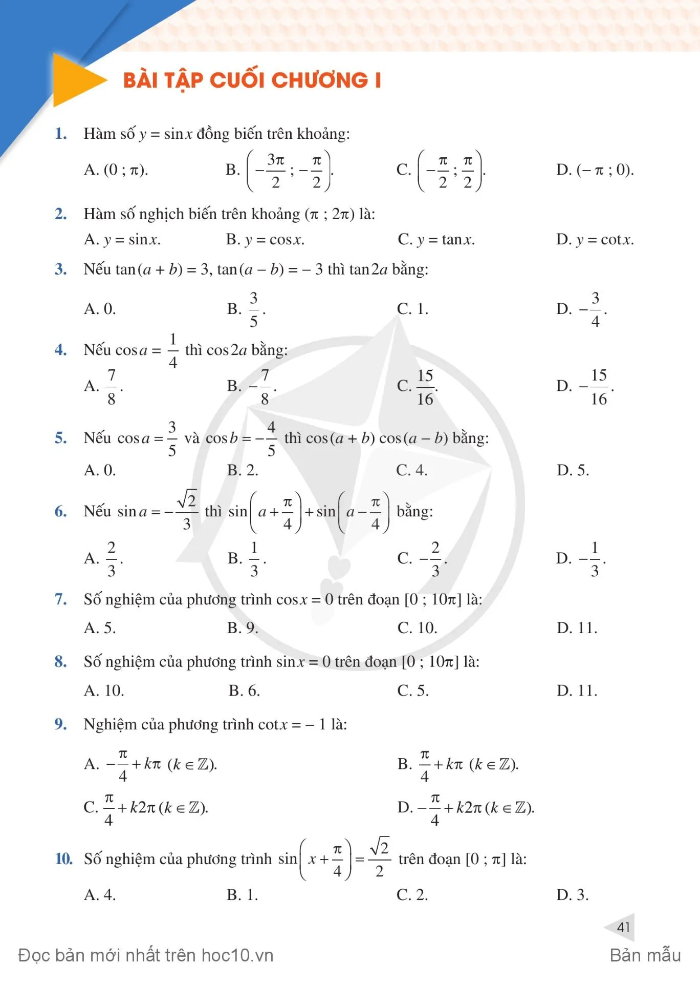 §4. Phương trình lượng giác cơ bản