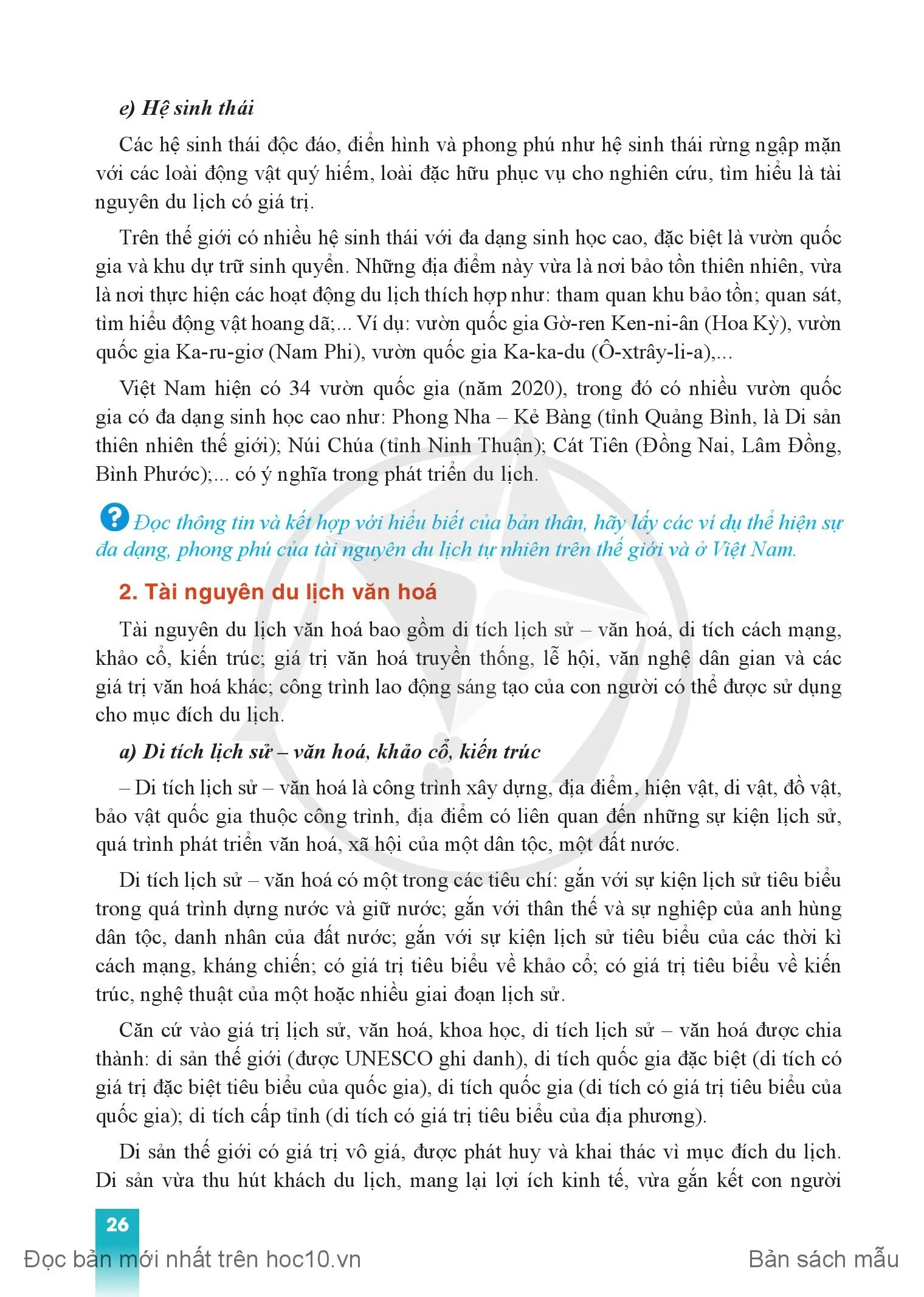 Chuyên đề 2. Một số vấn đề về du lịch thế giới