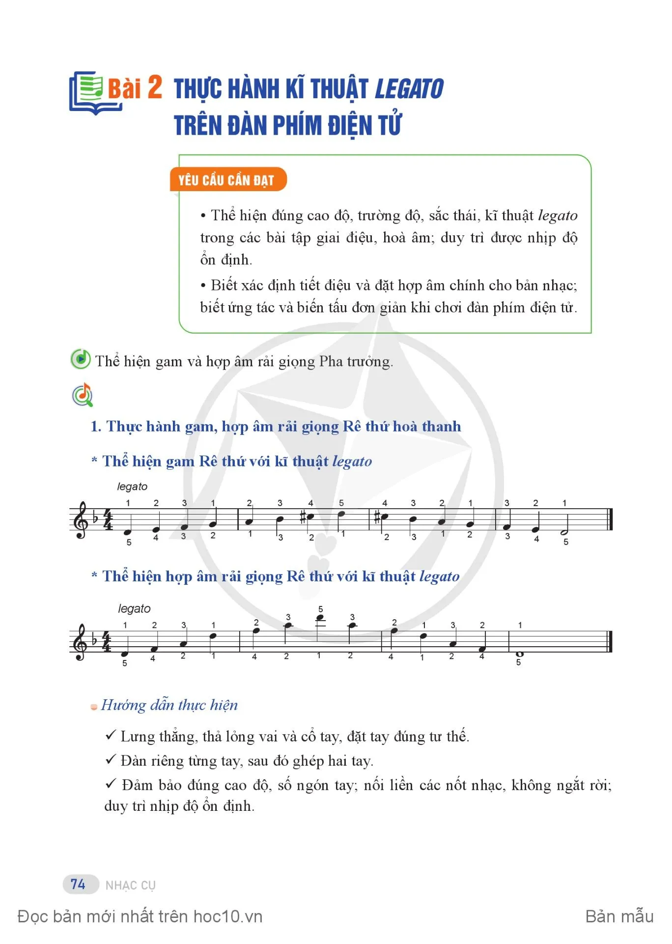 Bài 1. Thực hành kĩ thuật non-legato trên đàn phím điện tử