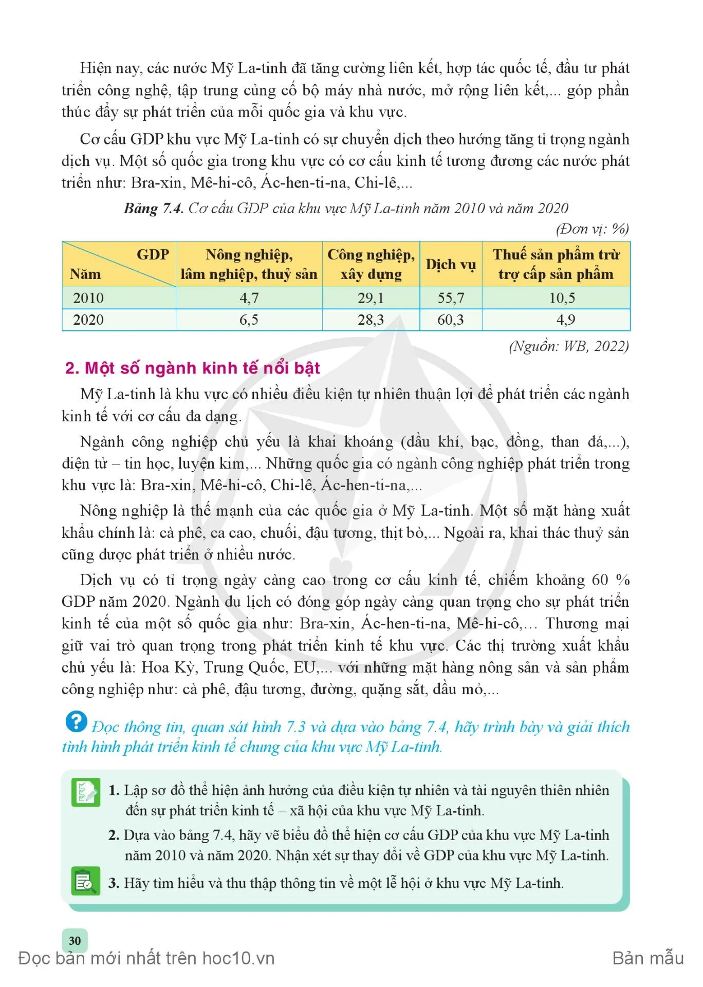 Bài 7. Vị trí địa lí, điều kiện tự nhiên, dân cư, xã hội và kinh tế khu vực Mỹ La-tinh