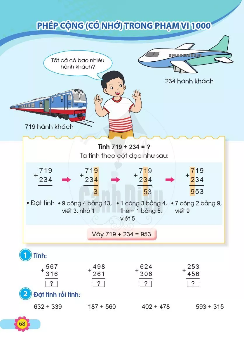 • Phép cộng (có nhớ) trong phạm vi 1000 