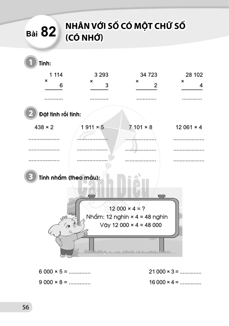 Bài 82. Nhân với số có một chữ số (có nhớ)