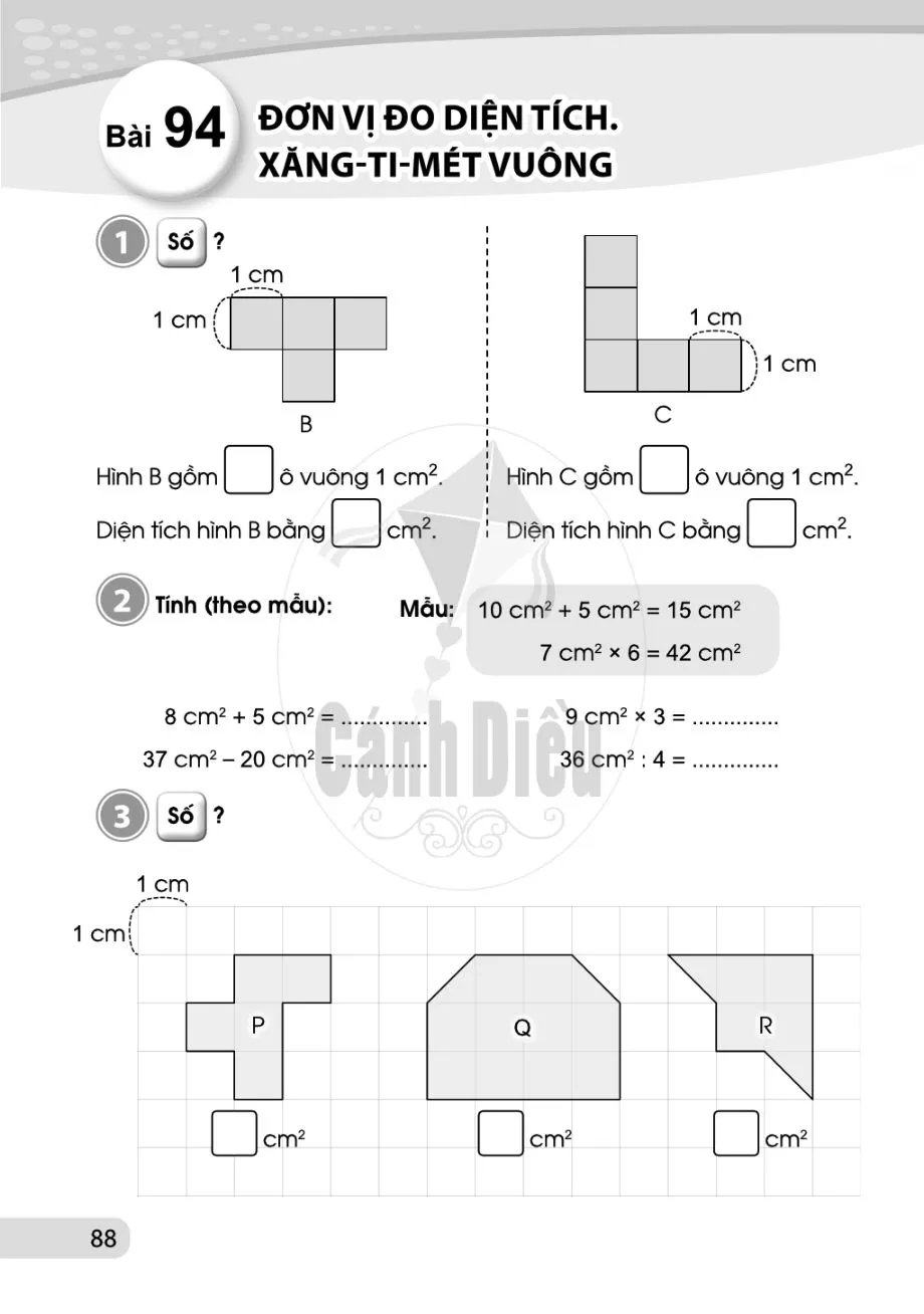 Bài 94. Đơn vị đo diện tích Xăng-ti-mét vuông