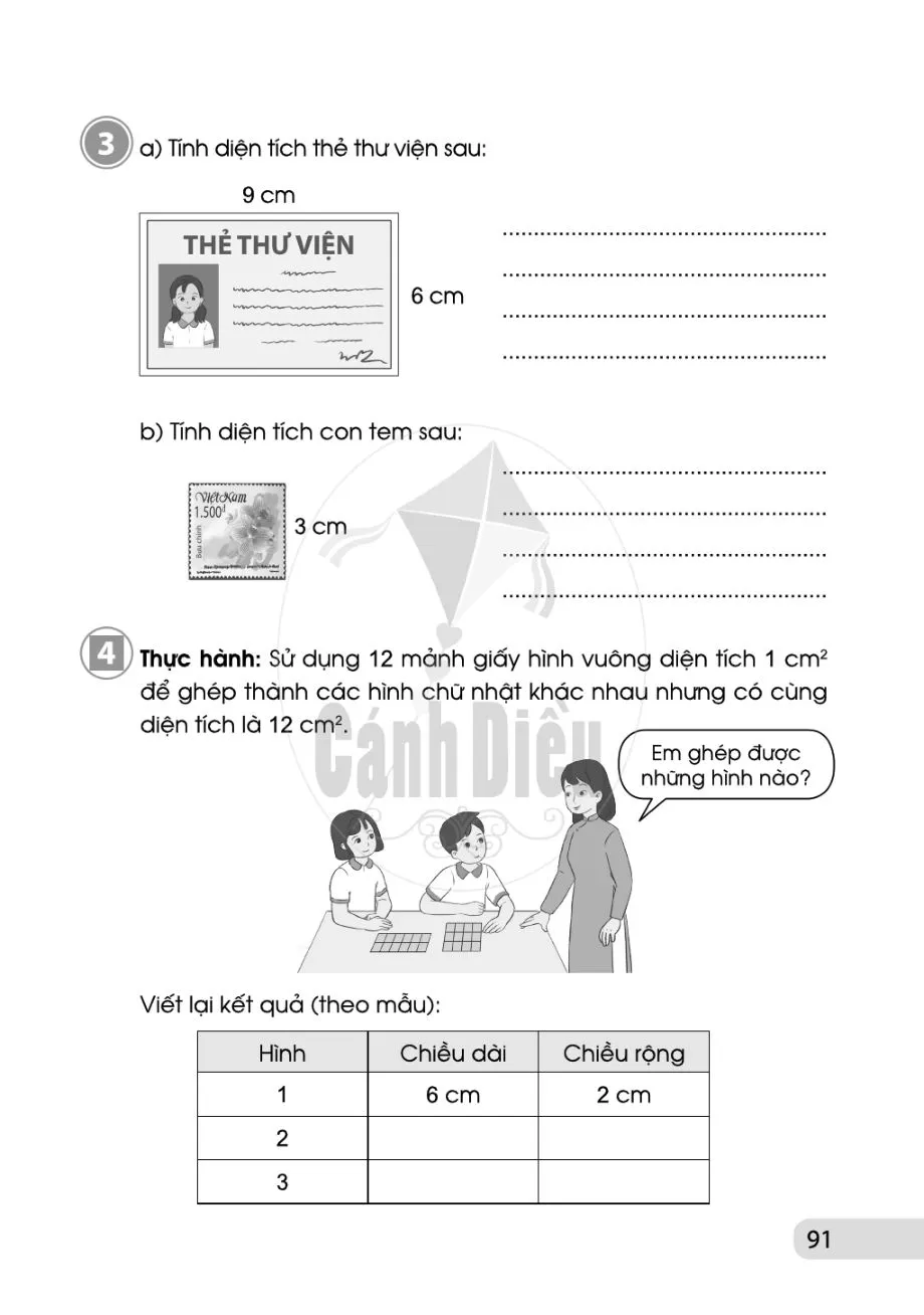 Bài 95. Diện tích hình chữ nhật. Diện tích hình vuông