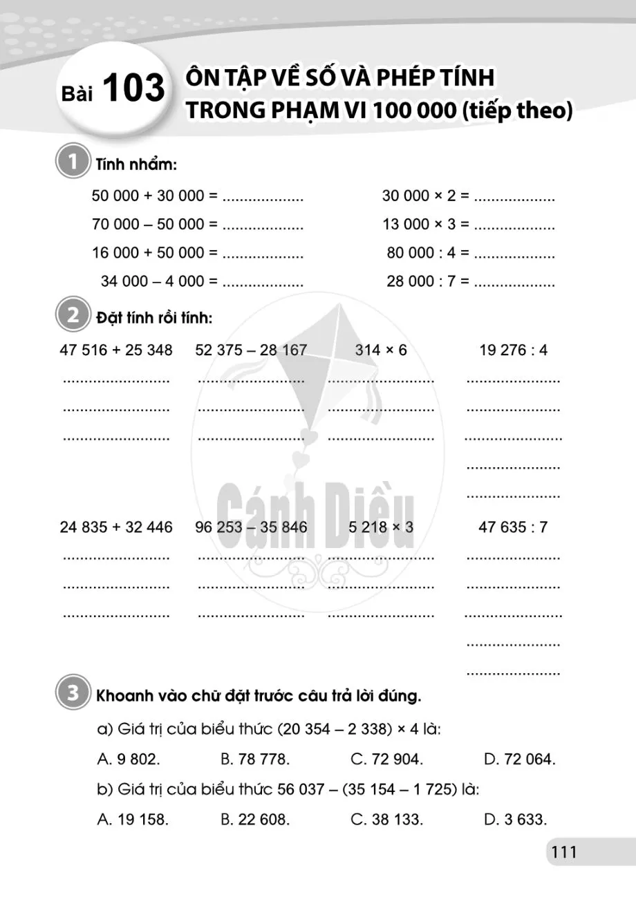 Bài 102. Ôn tập về số và phép tính trong phạm vi 100 000