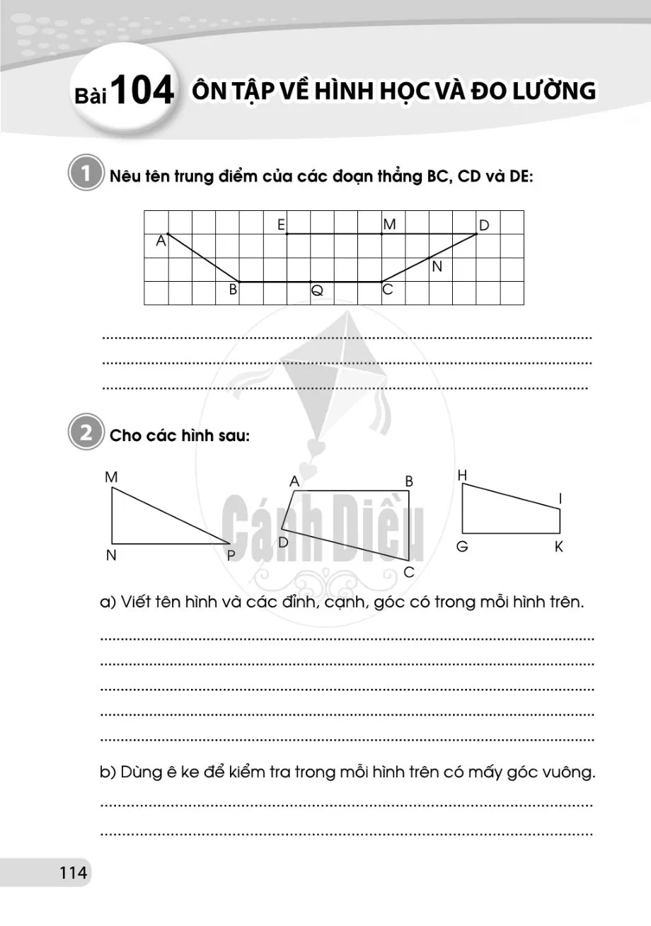 Bài 104. Ôn tập về hình học và đo lường