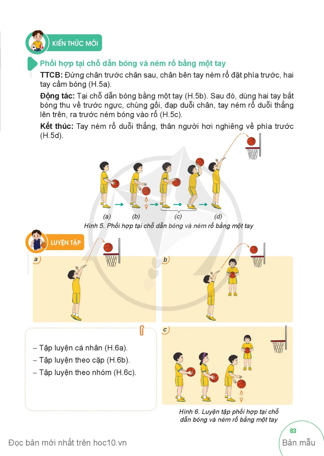 Bài 4. Phối hợp tại chỗ dẫn bóng và ném rổ bằng một tay 