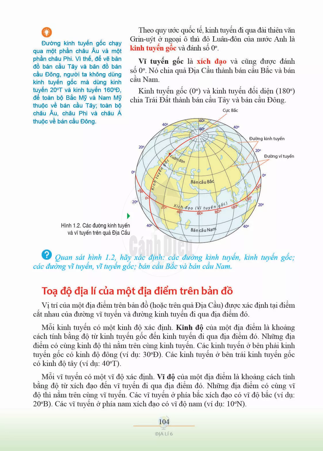 Bài 1. Hệ thống kinh vĩ tuyến. Toạ độ địa lí của một địa điểm trên bản đồ