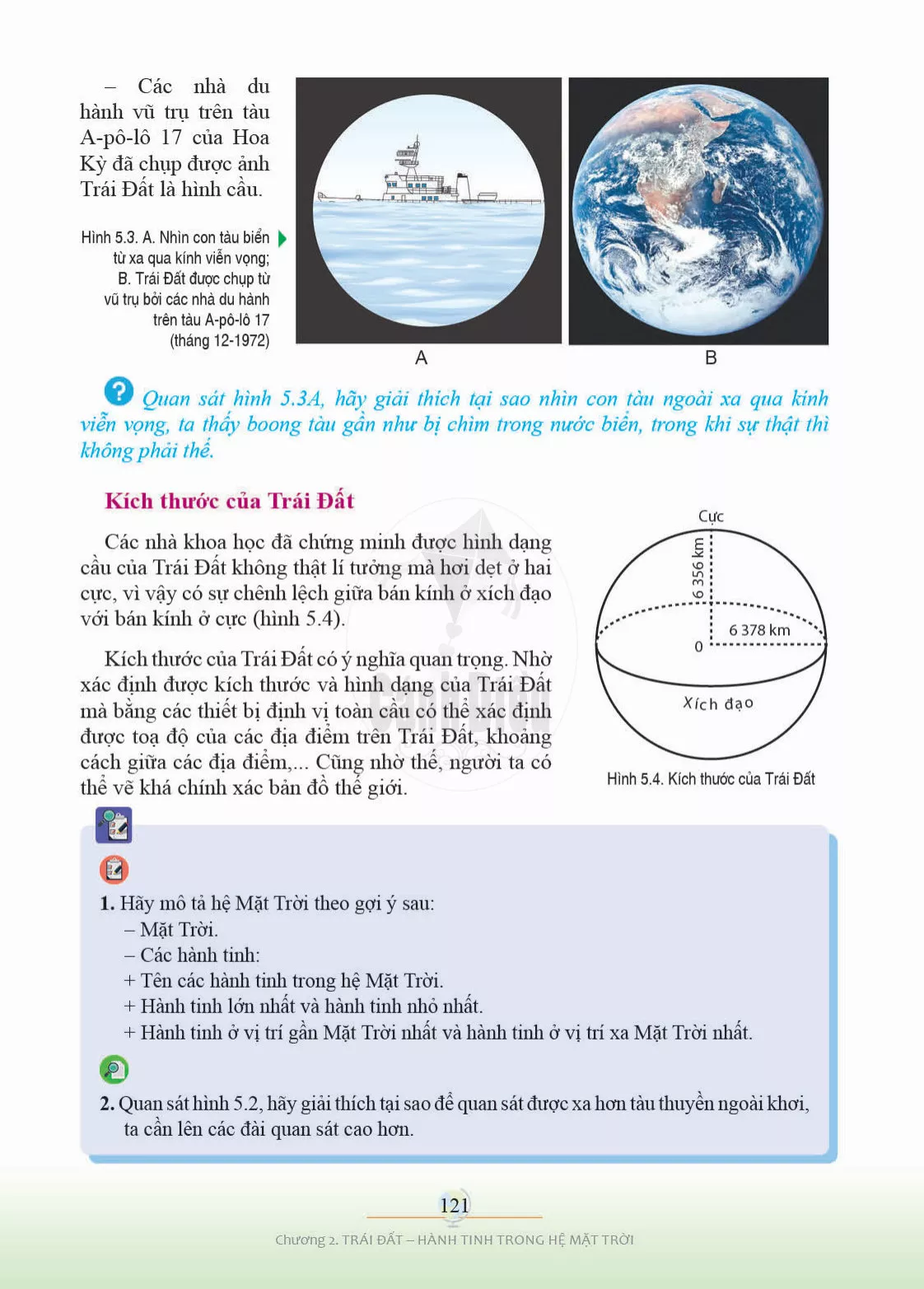 Bài 3. Trái Đất trong hệ Mặt Trời. Hình dạng và kích thước của Trái Đất