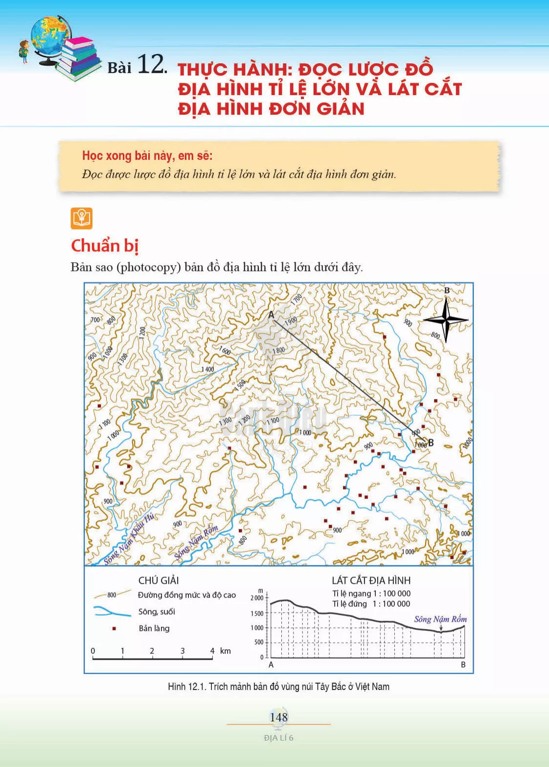 Bài 13. Thực hành: Đọc lược đổ địa hình tỉ lệ lớn và lát cắt địa hình đơn giản