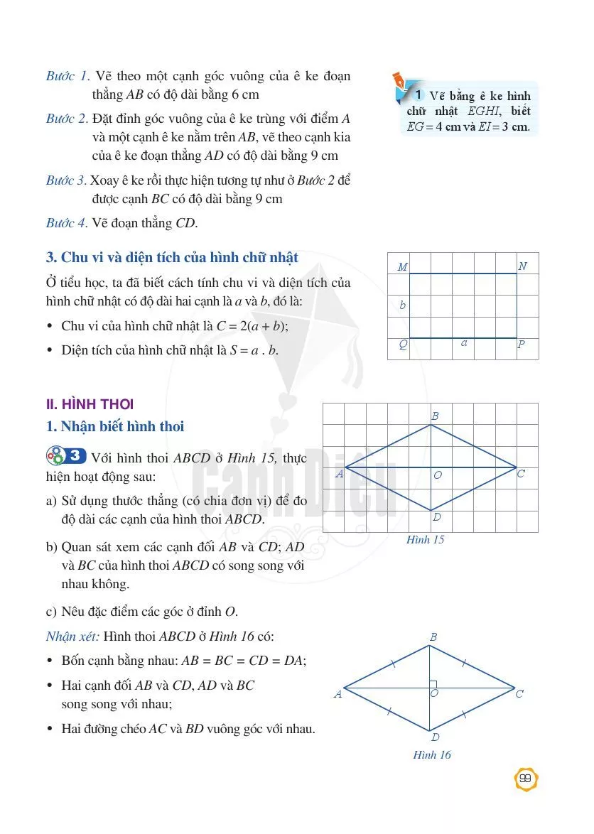 Giải toán lớp 6 trang 101 Hình chữ nhật Hình thoi tập 1 sách Cánh Diề