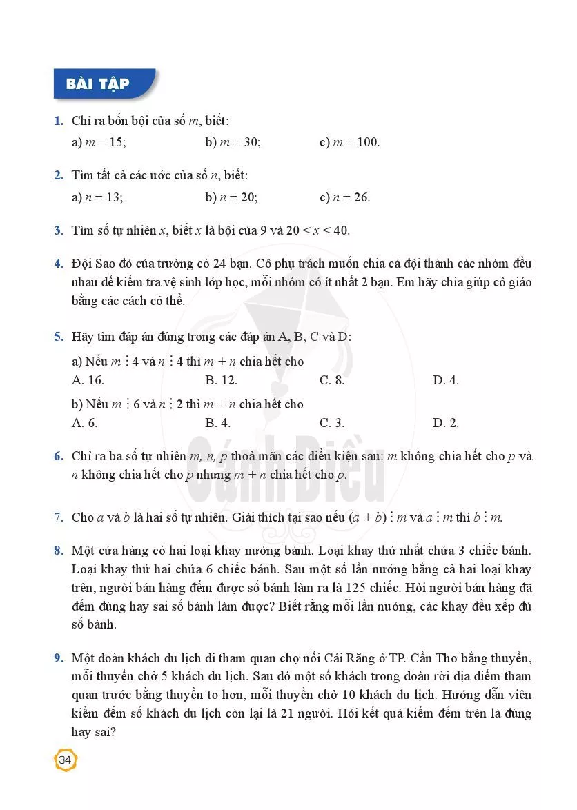 Bài 7. Quan hệ chia hết. Tính chất chia hết 