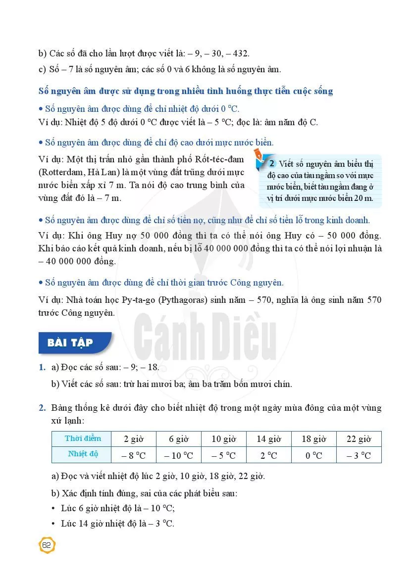 Bài 1. Số nguyên âm 