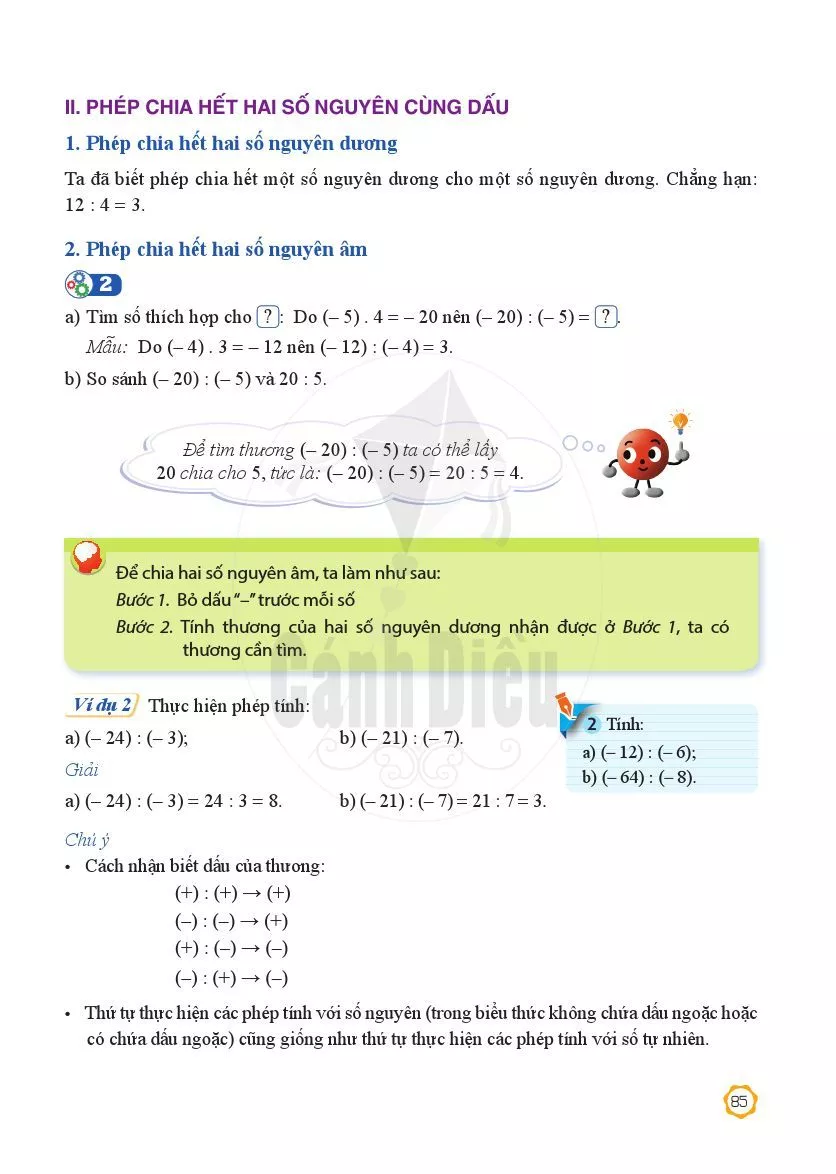 Bài 6. Phép chia hết hai số nguyên. Quan hệ chia hết trong tập hợp số nguyên