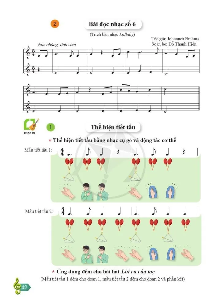 Đọc nhạc: Luyện đọc gam theo mẫu; Bài đọc nhạc số 6