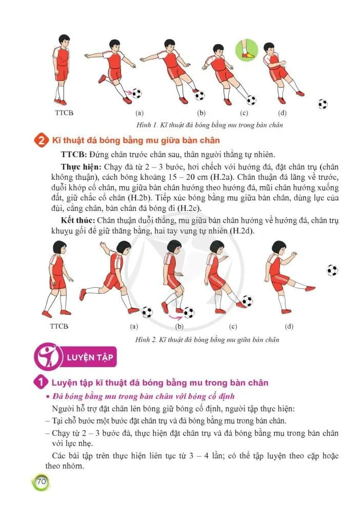 Bài 2. Kĩ thuật đá bóng bằng mu bàn chân 