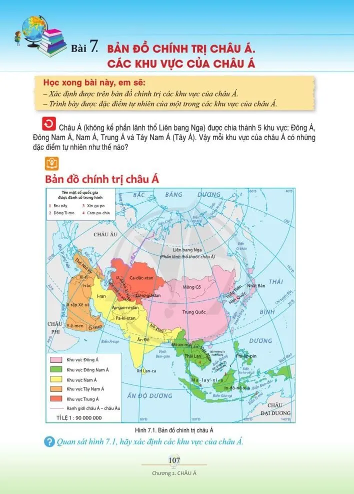 Bài 7. Bản đồ chính trị châu Á. Các khu vực của châu Á