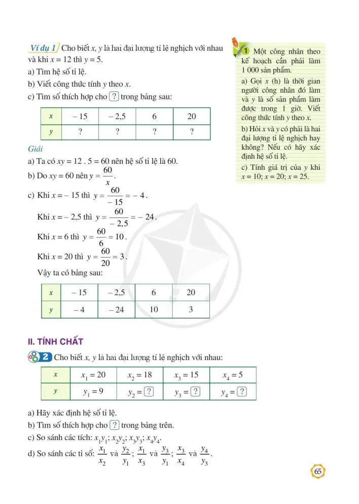 §8. Đại lượng tỉ lệ nghịch