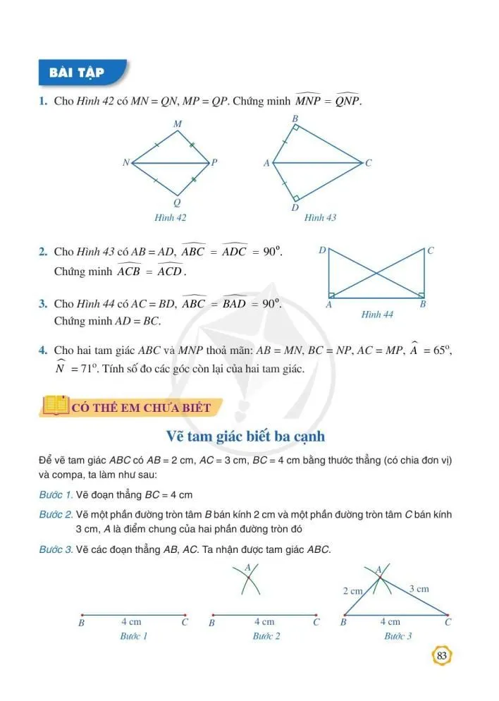 §4. Trường hợp bằng nhau thứ nhất của tam giác: cạnh - cạnh - cạnh 