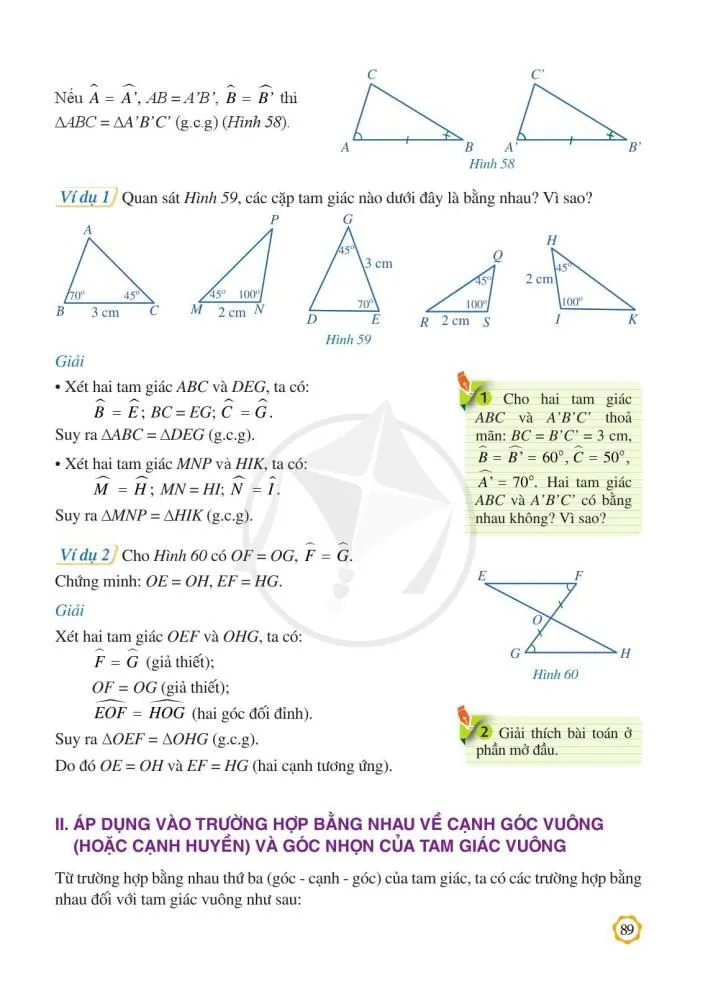 §6. Trường hợp bằng nhau thứ ba của tam giác: góc - cạnh - góc 