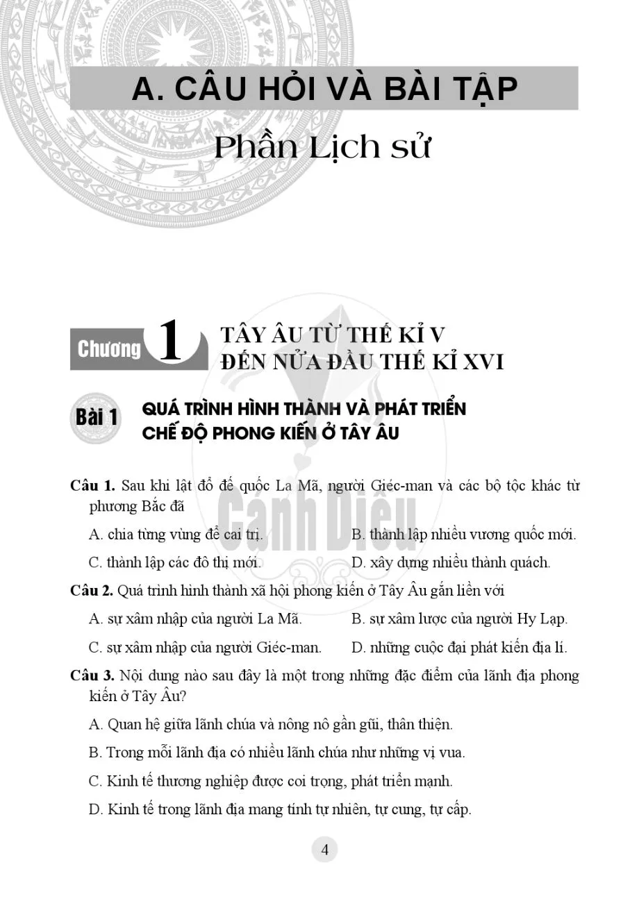 Bài 1. Quá trình hình thành và phát triển chế độ phong kiến ở Tây Âu 