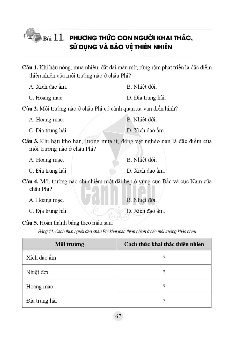 Bài 11. Phương thức con người khai thác, sử dụng và bảo vệ thiên nhiên 