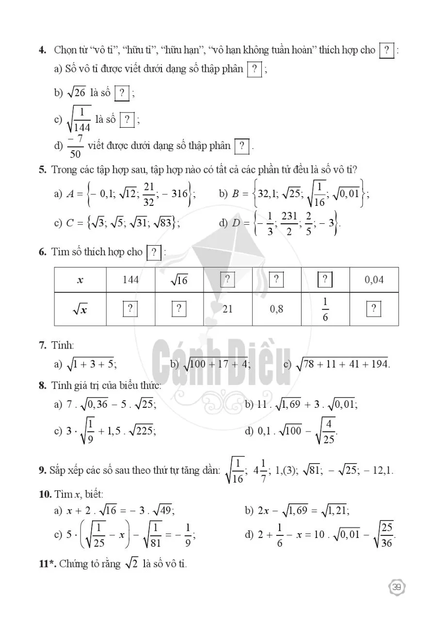 $1. Số vô tỉ. Căn bậc hai số học