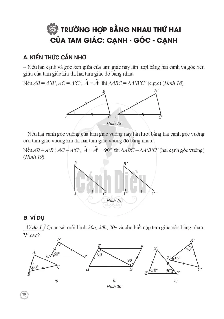 §5. Trường hợp bằng nhau thứ hai của tam giác: cạnh - góc - cạnh