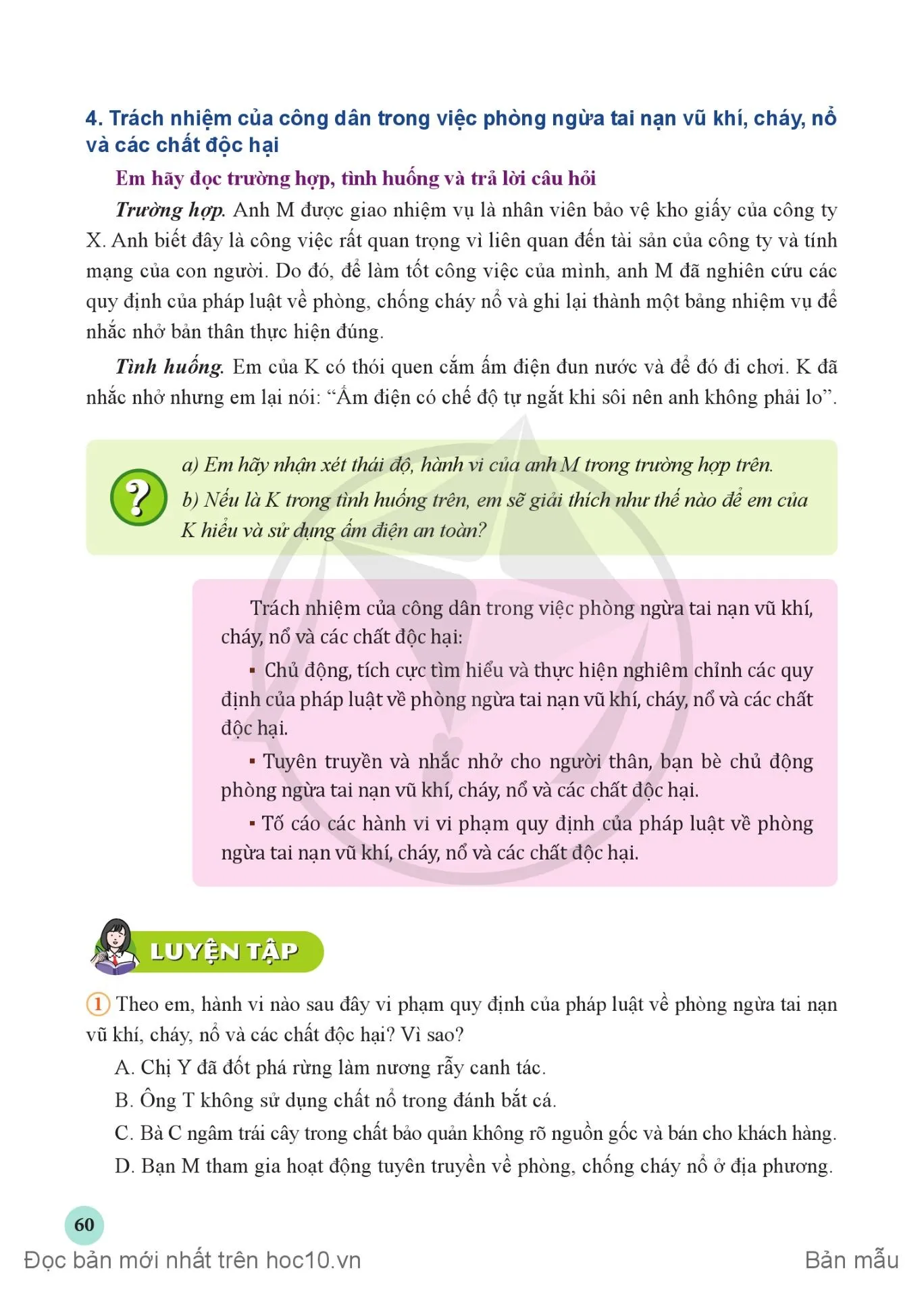 Bài 9. Phòng ngừa tai nạn vũ khí, cháy, nổ và các chất độc hại