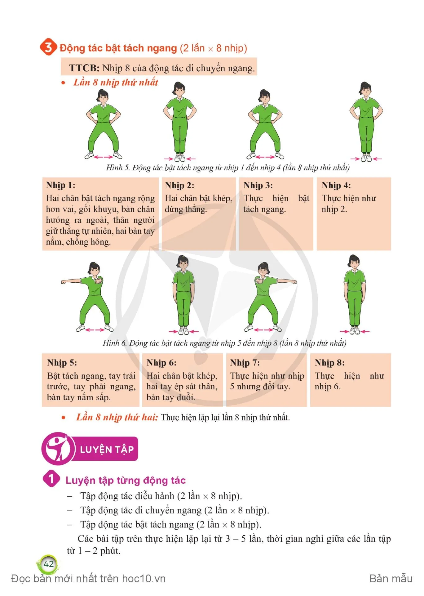 Bài 1. Bài thể dục nhịp điệu (Động tác diễu hành, động tác di chuyển ngang và động tác bật tách ngang)