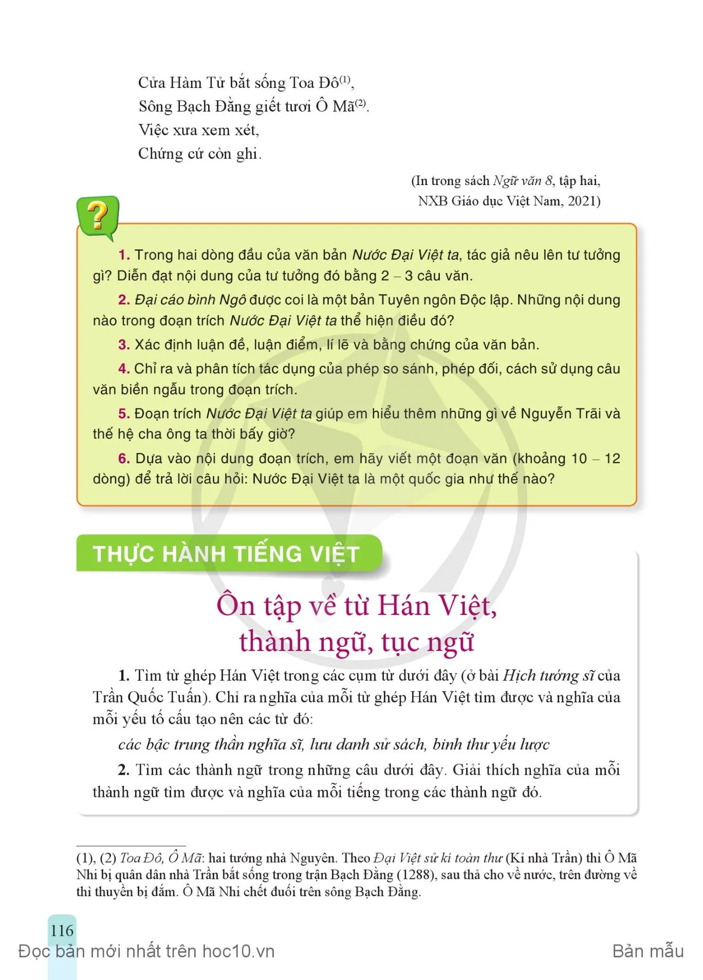 • Thực hành tiếng Việt: Ôn tập về từ Hán Việt, thành ngữ, tục ngữ
