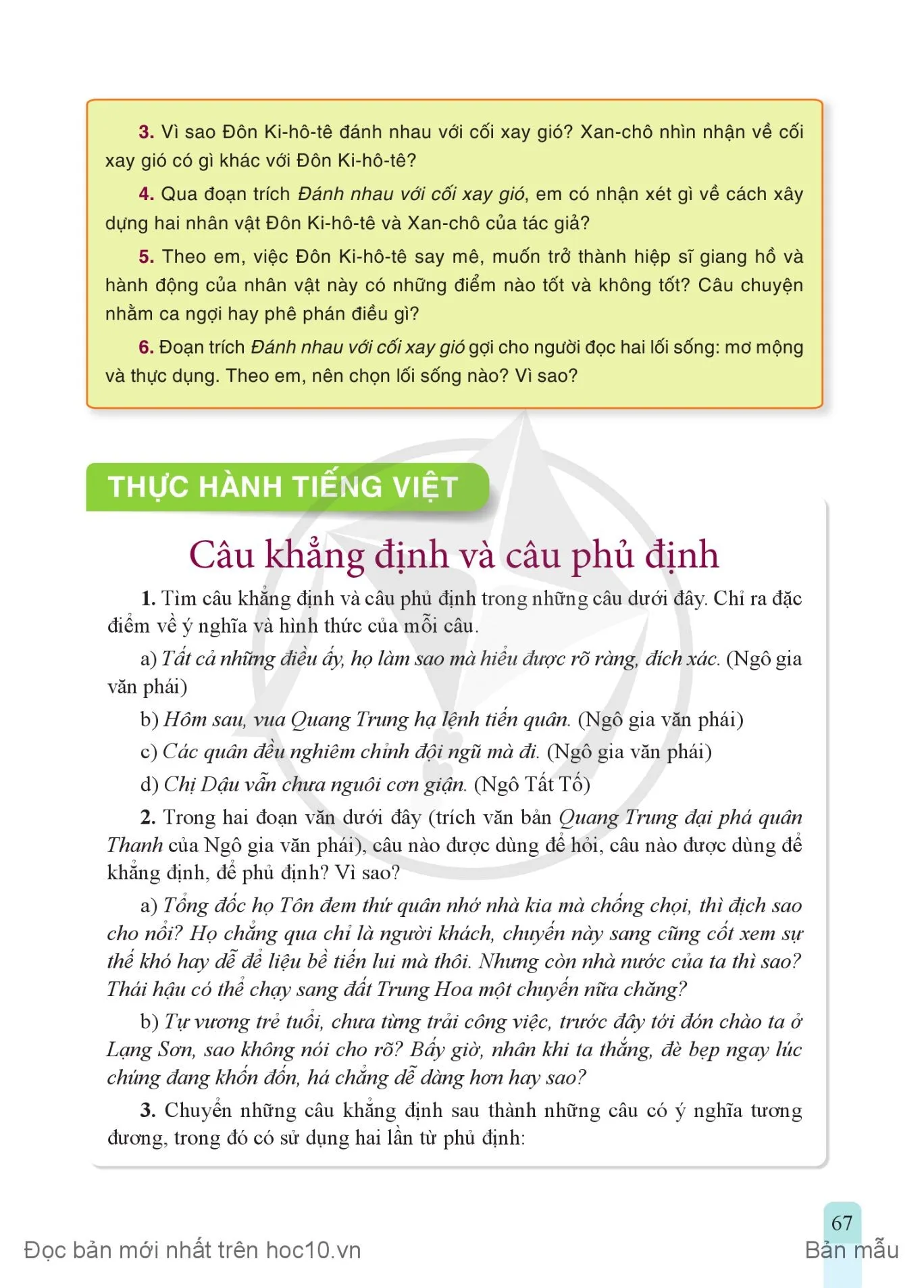 • Thực hành tiếng Việt: Câu khẳng định và câu phủ định