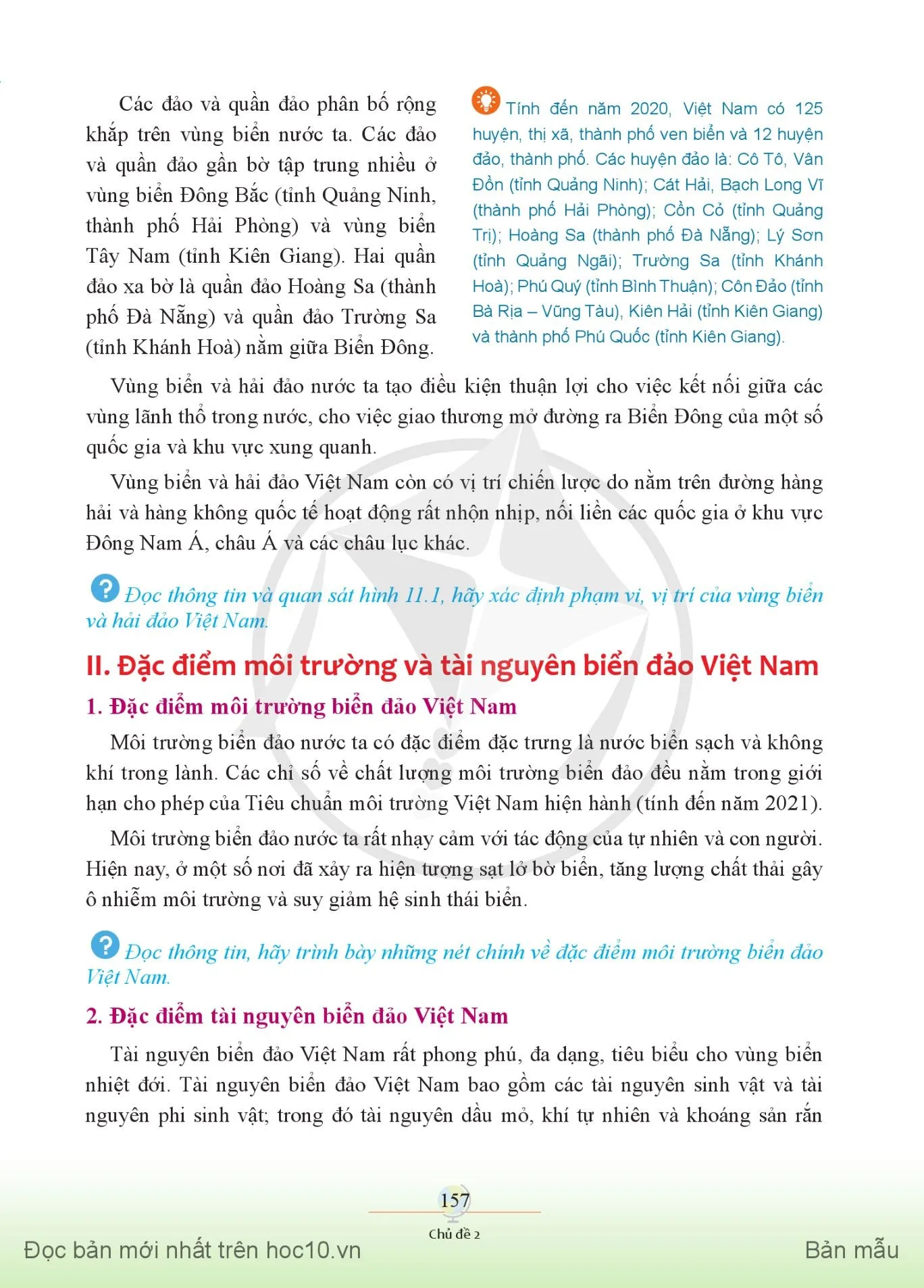 Chủ đề 2. Bảo vệ chủ quyền, các quyền và lợi ích hợp pháp của Việt Nam ở Biển Đông