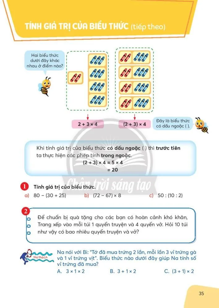 Tính giá trị của biểu thức (tiếp theo).