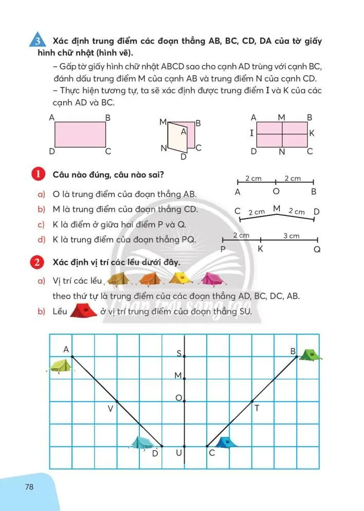 Điểm ở giữa. Trung điểm của đoạn thẳng.