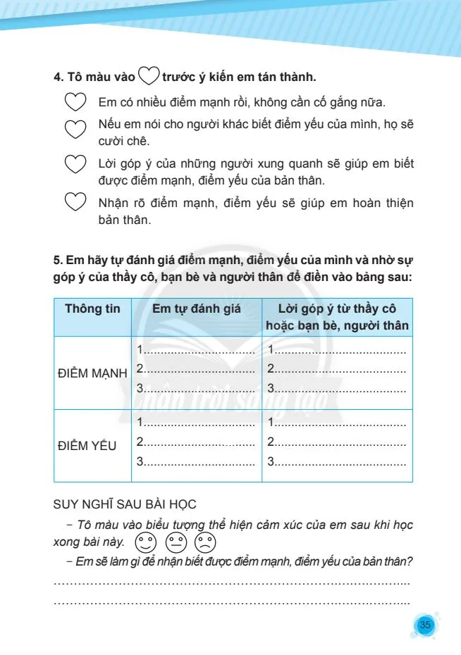 Bài 8: KHÁM PHÁ ĐIỂM MẠNH, ĐIỂM YẾU CỦA BẢN THÂN