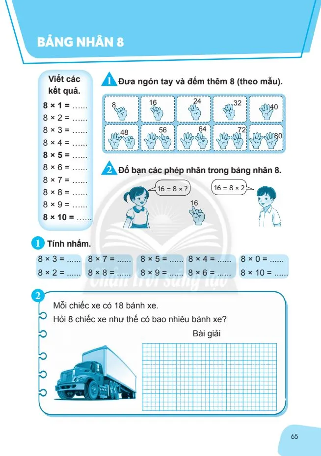 Bảng nhân 8.