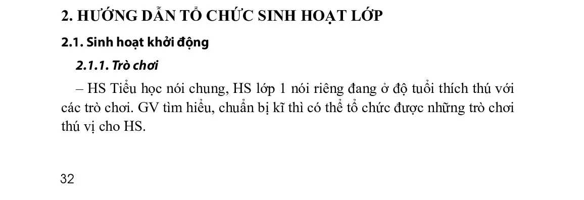 2.1. Sinh hoạt khởi động