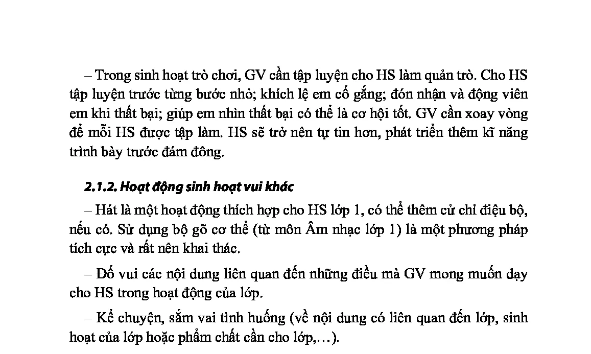 2.1. Sinh hoạt khởi động