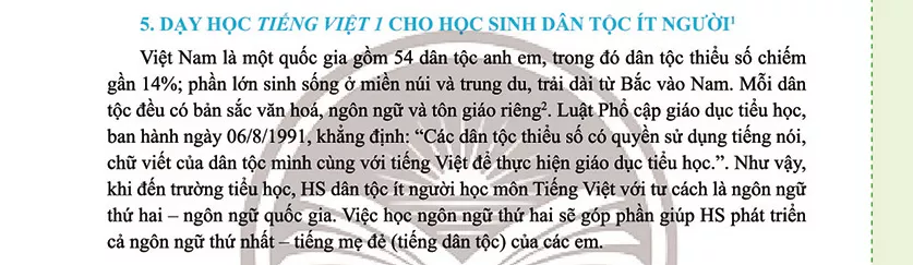 5. Dạy học Tiếng Việt 1 cho học sinh dân tộc ít người 