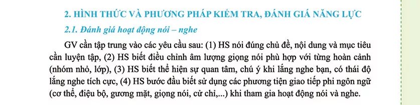 2. Hình thức và phương pháp kiểm tra, đánh giá năng lực 