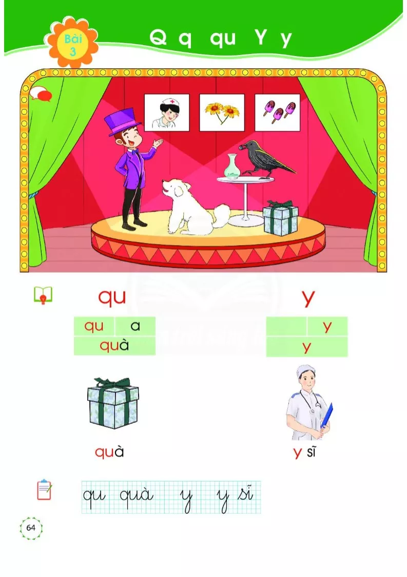 Bài 3: Q, a, qu; Y, y 