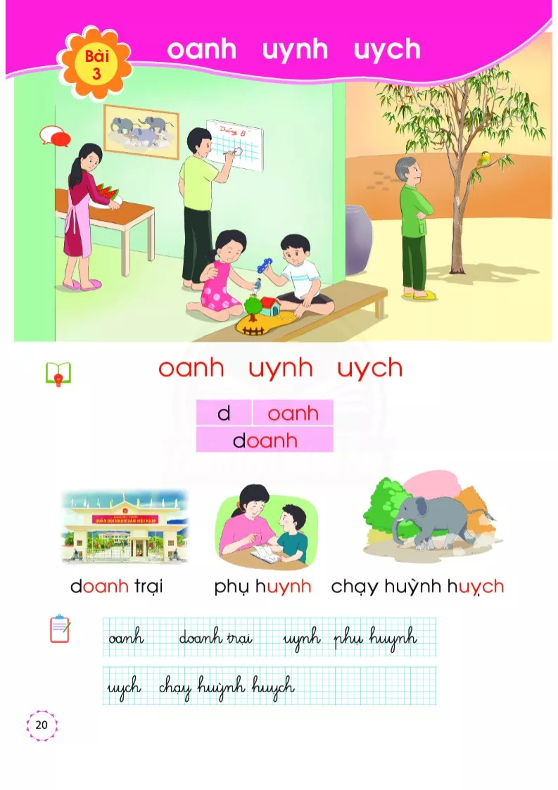 Bài 3: oanh, uynh, uych