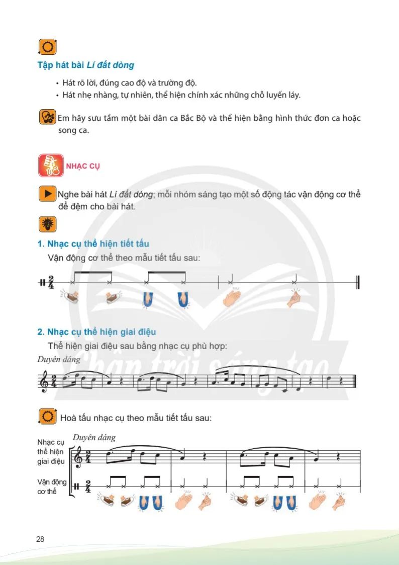 Nhạc cụ: Nhạc cụ thể hiện tiết tấu, giai điệu của chủ đề 3