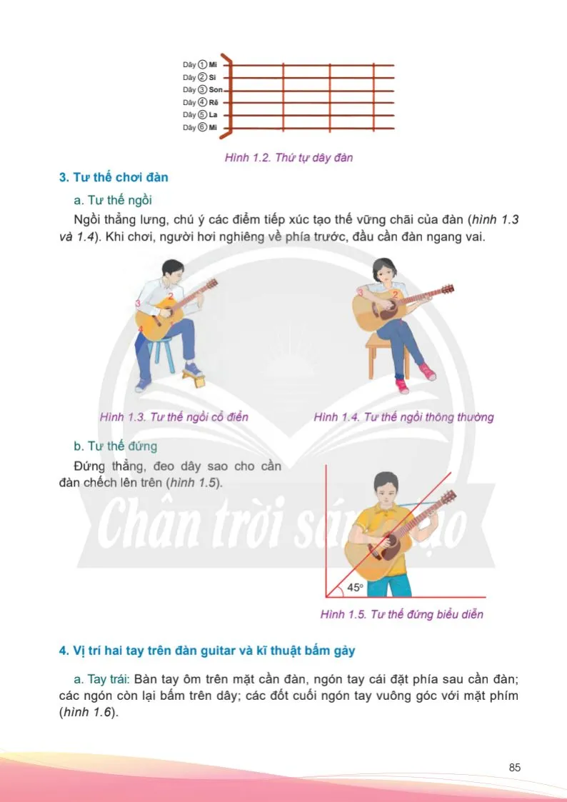 Bài 1: Giới thiệu đàn guitar – Kĩ thuật bấm, gảy trên dây 1, 2 