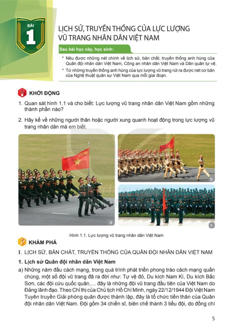 Bài 1 Lịch sử, truyền thống của lực lượng vũ trang nhân dân Việt Nam
