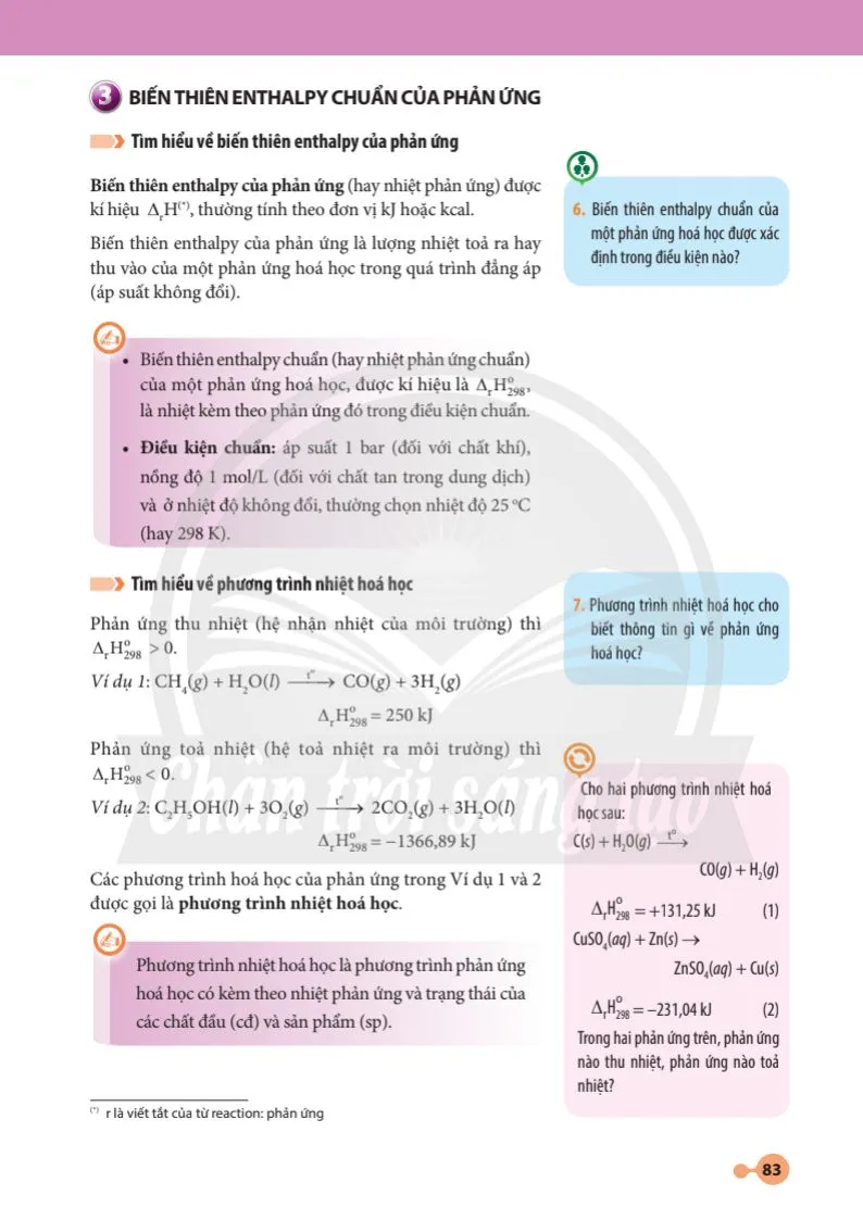 Bài 13. Enthalpy tạo thành và biến thiên enthalpy của phản ứng hoá học 