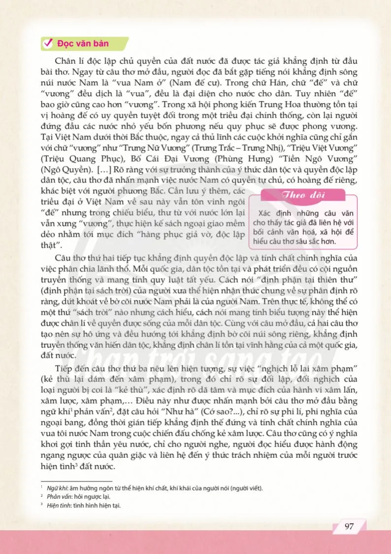 Nam quốc sơn hà – bài thơ Thần khẳng định chân lí độc lập của đất nước (Theo Nguyễn Hữu Sơn).